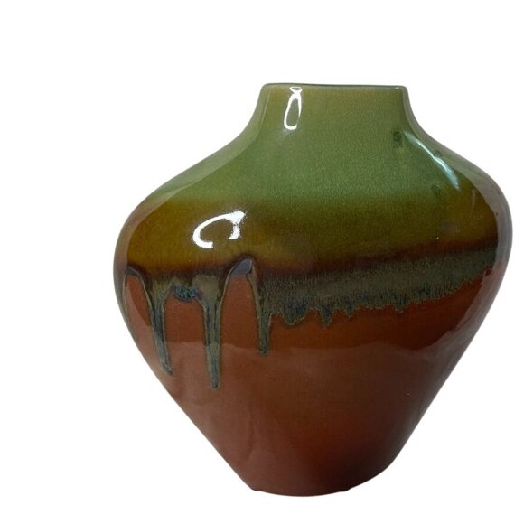 Southwestern Style Ceramic Bulb Vase Drip Glazed Decorative Retro Home Decor B - Picture 4 of 5